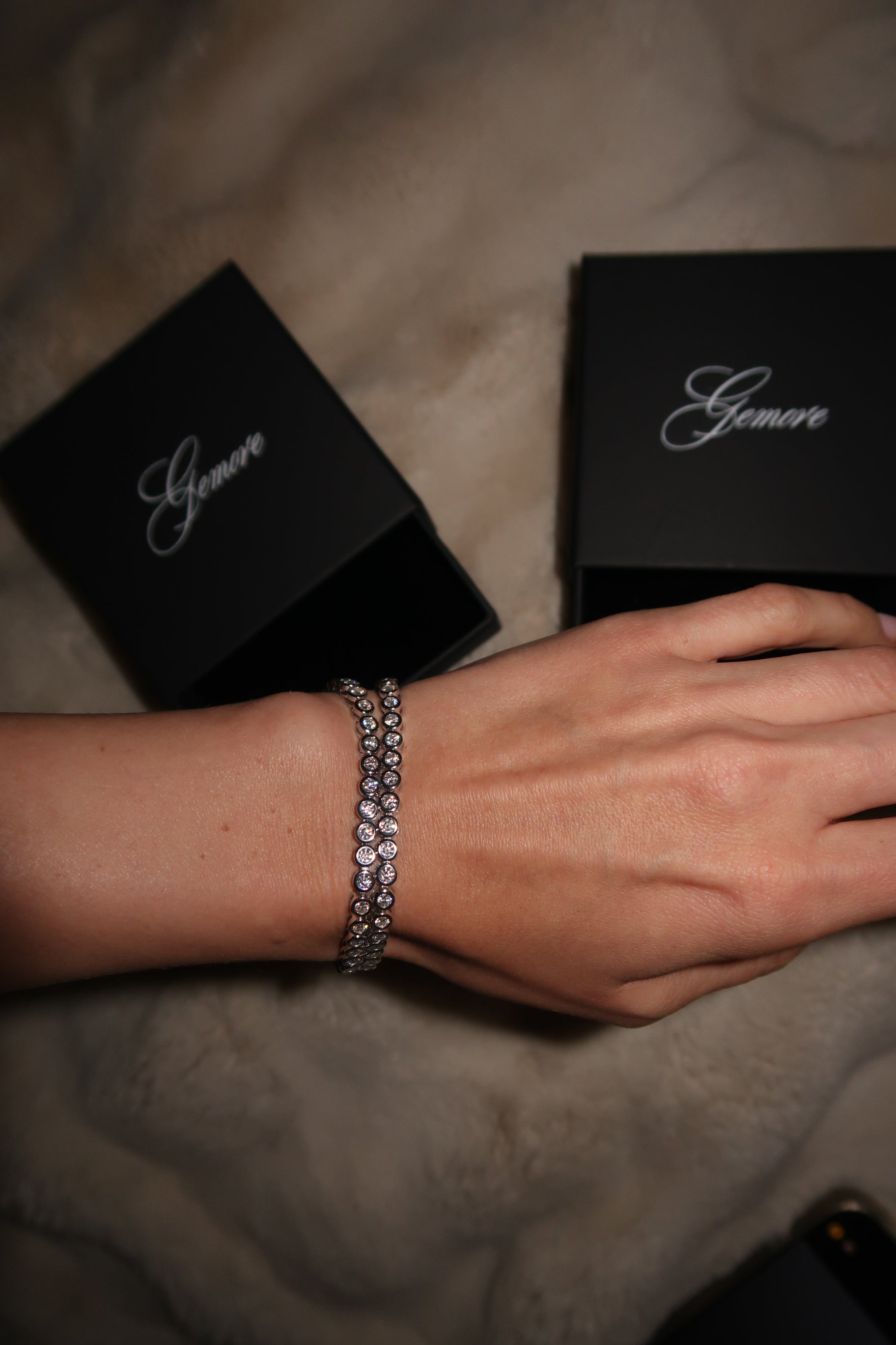Bazel-set VVS Moissanite Tennis Bracelet, 18k Gold Vermeil, Hand-cut, Luxury Jewelry